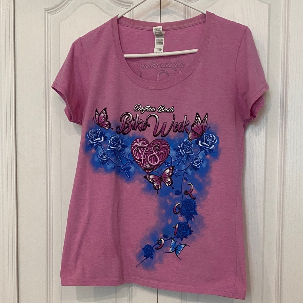 Daytona Beach Bike Week Pink Graphic Tee Sz.M